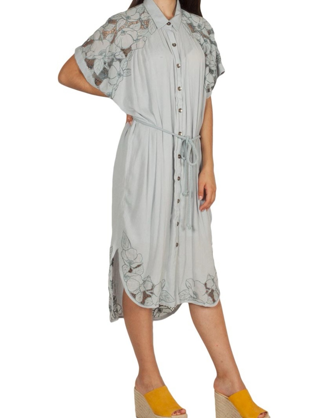 Free People Cut It Out midi Shirt Dress